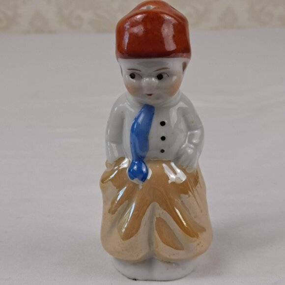 Vintage Dutch Boy and Girl Salt & Pepper Shakers Iridescent Glazed Ceramic Japan - Picture 8 of 13